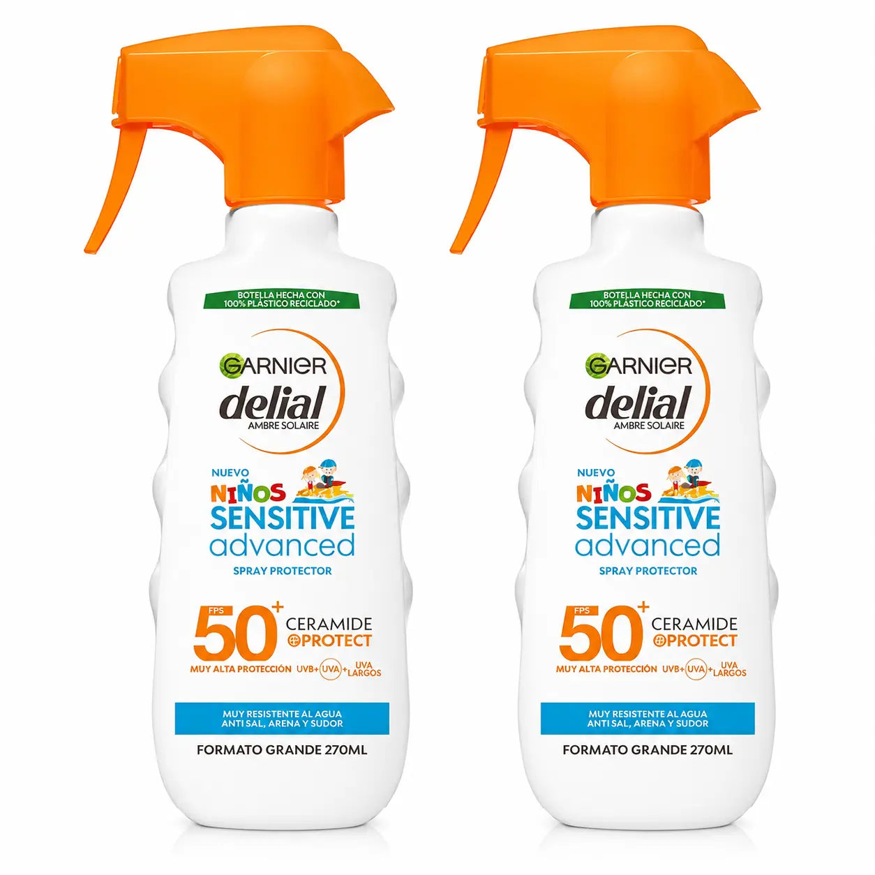 Garnier Delial Sunscreen Children Spf50 Pour Peaux Légères et Sensibles. Pédiatrique, 270Ml , pack 2