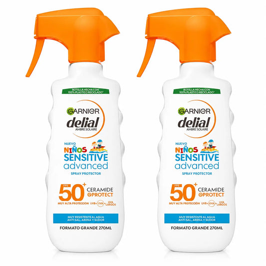 Garnier Delial Sunscreen Children Spf50 Pour Peaux Légères et Sensibles. Pédiatrique, 270Ml , pack 2