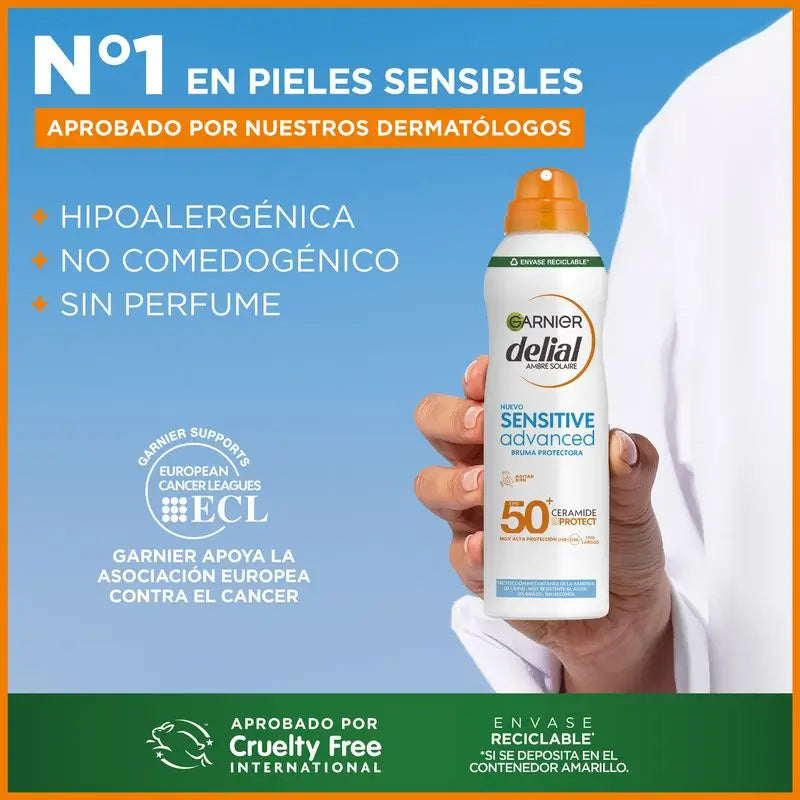 Garnier Delial Sensitive Advanced Ip50+ Mist For Sensitive, Fair and Sun Intolerant Skin. Pédiatrique, 150 ml