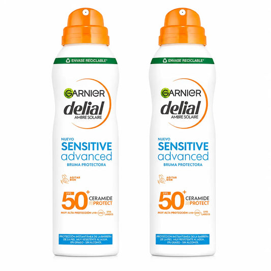 Garnier Delial Sensitive Advanced Ip50+ Mist For Sensitive, Fair and Sun Intolerant Skin. Pédiatrique, 150Ml , pack 2