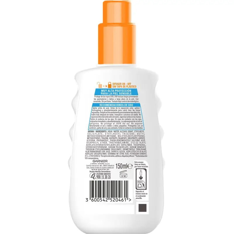 Garnier Delial Sensitive Advanced Ip50+ Pour les peaux claires, sensibles et intolérantes au soleil. Résistant à l'eau, 150 ml