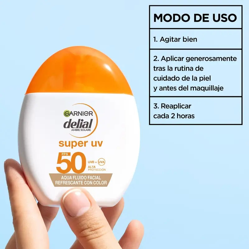 Garnier Delial Super Uv Water Refreshing Face Fluid Spf 50 Matte Effect, 50 ml