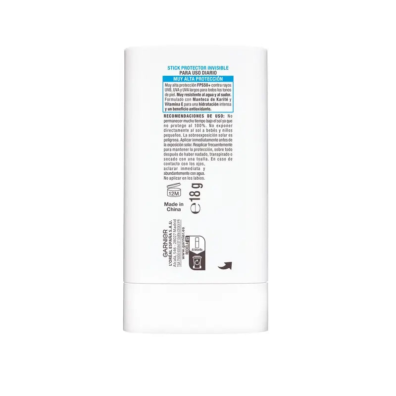 Garnier Delial Super Uv Stick Fps50+ Invisible 8H Moisturising, 18 gr