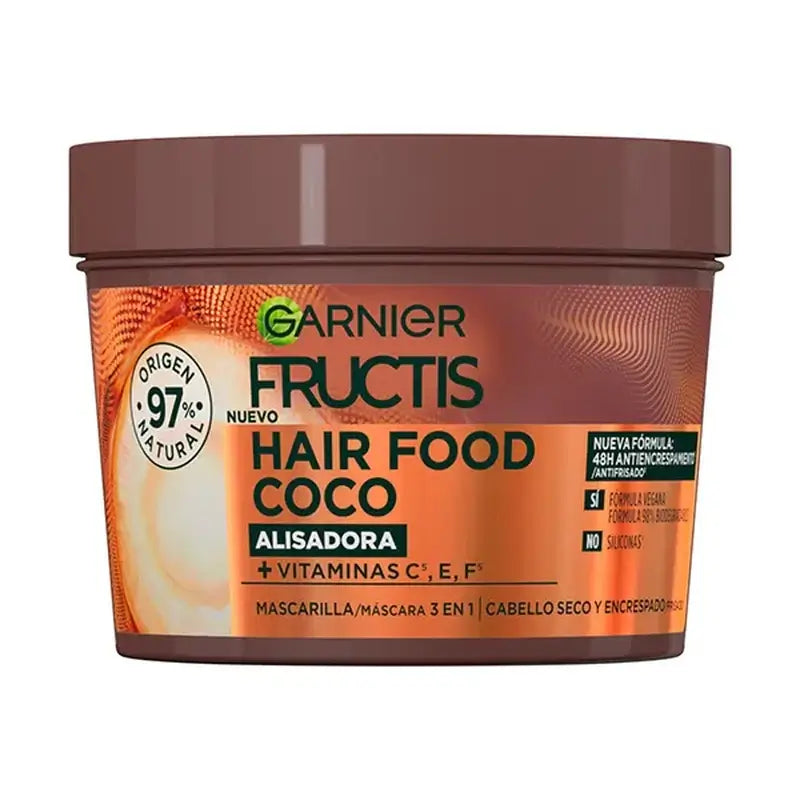 GarnierFructis Hair Food Coconut 3 In 1 Smoothing Mask 400 ml pour cheveux secs et crépus