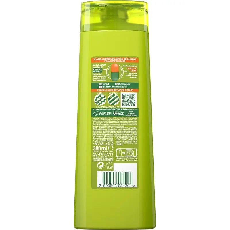 Shampooing Garnier Fructis Smooth & Shine pour cheveux raides, rebelles ou difficiles à lisser 380 ml