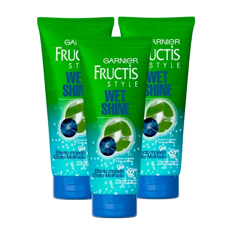 Garnier Fructis Style Gel Wet Shine Wet Effect, Pack 3 x 250 Ml