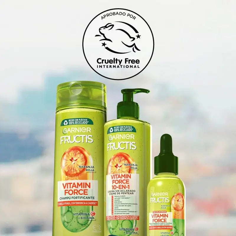 Garnier Fructis Vitamin Force Shampooing à l'orange rouge, à la vitamine C et à la biotine pour les cheveux ayant tendance à tomber - 380 ml