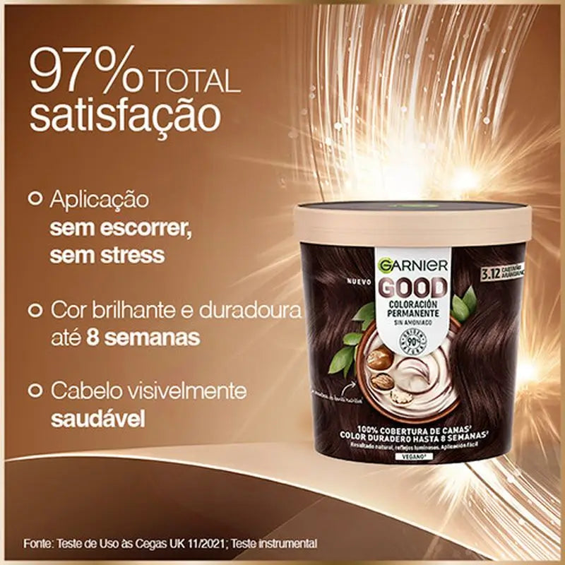 Garnier Good Permanent Colouring Sans ammoniaque, 90% d'origine naturelle Teinte 3.12 Cranberry Brown.