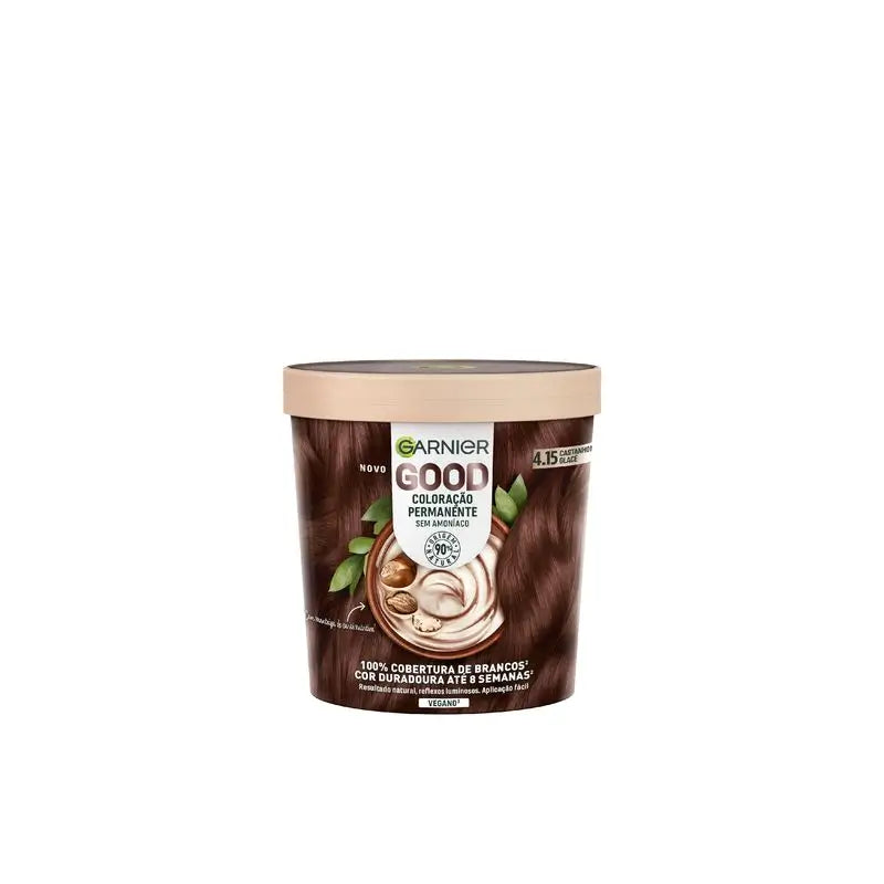 Garnier Good Coloration Permanente Sans ammoniaque, 90% d'origine naturelle Teinte 4.15 Brun Glacé.