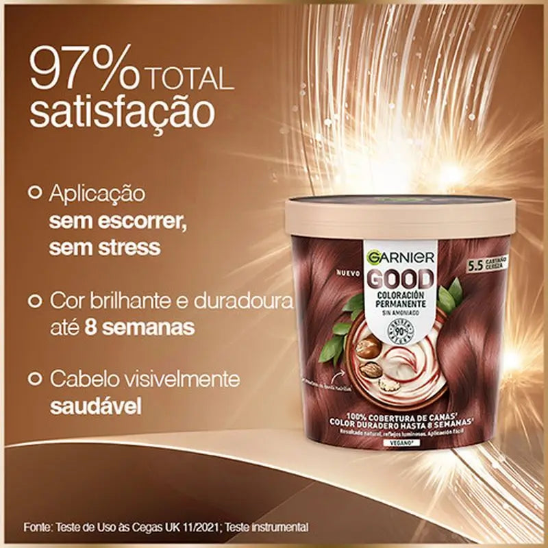 Garnier Good Coloration permanente sans ammoniaque, 90% d'origine naturelle Teinte 5.5 Cherry Brown