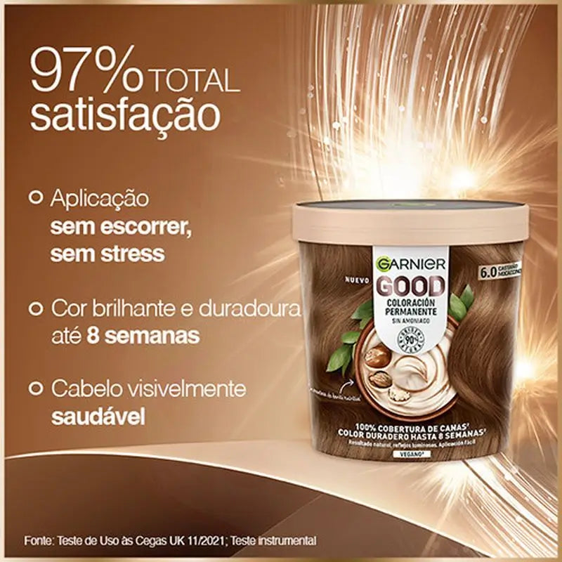 Coloration permanente Garnier Good, sans ammoniaque, 90% d'origine naturelle Teinte 6.0 Auburn Mocaccino.