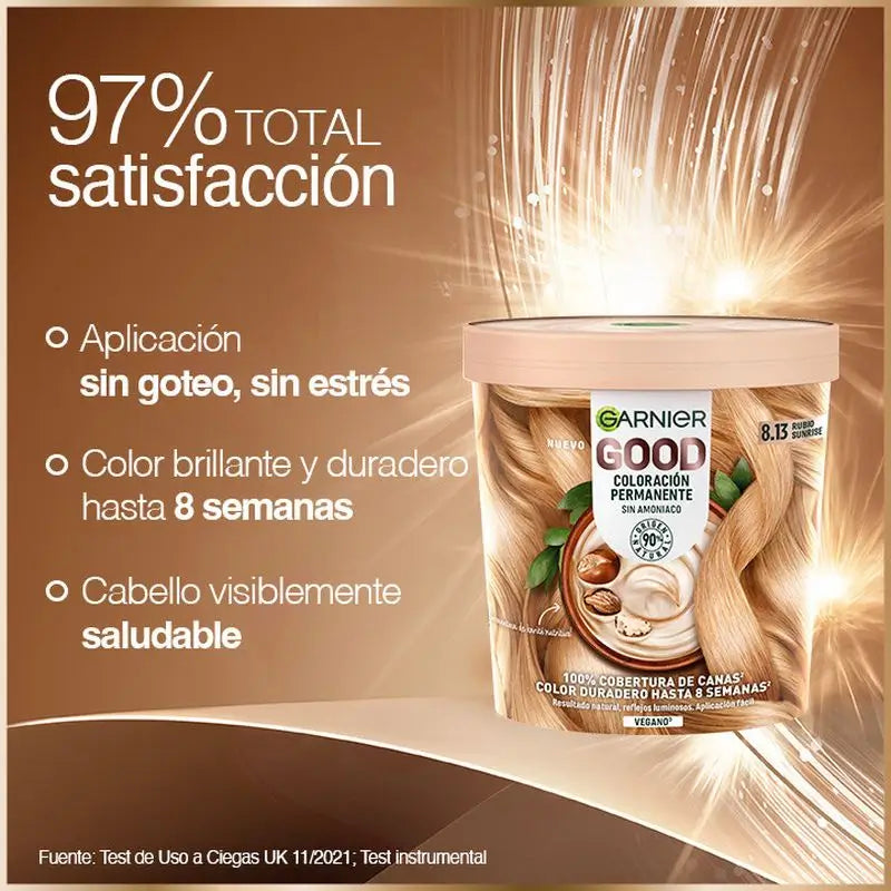 Garnier Good Coloration permanente sans ammoniaque, 90% d'origine naturelle Teinte 8.13 Dawn Beige