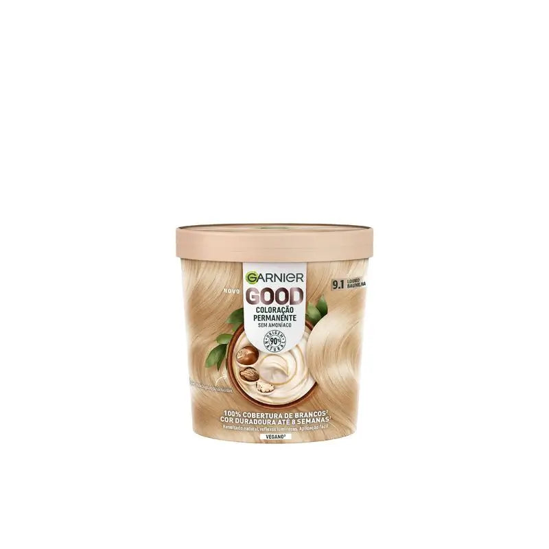 Garnier Good Coloration Permanente Sans ammoniaque, 90% d'origine naturelle Teinte 9.1 Blond Vanille.