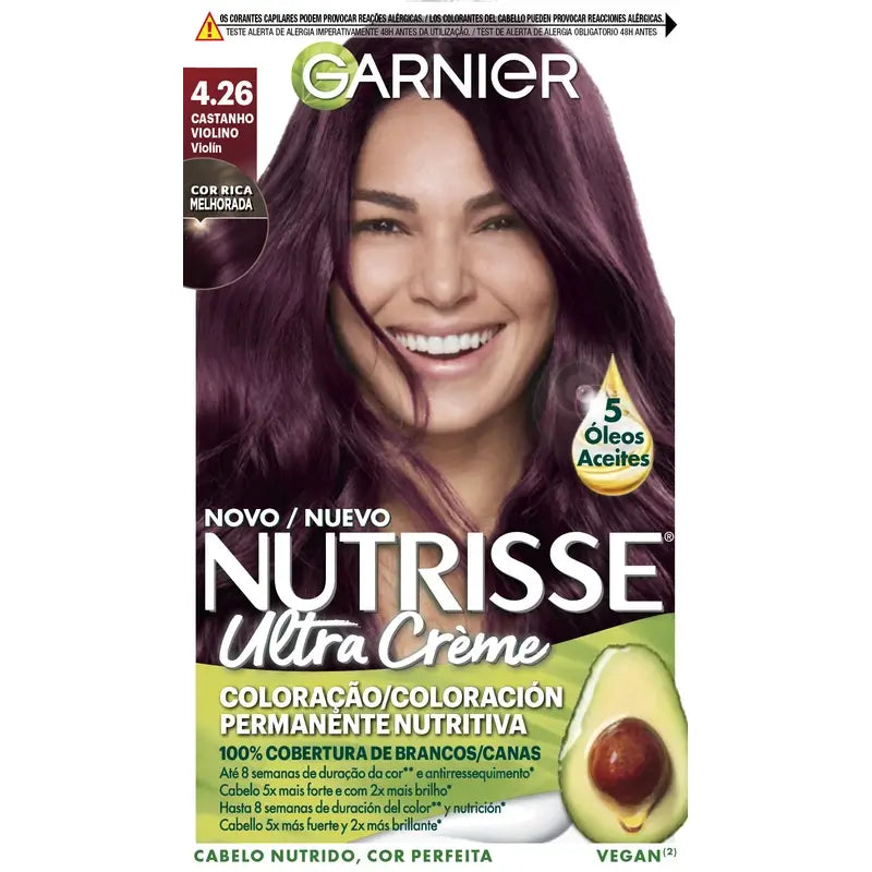 Garnier Nutrisse Grey Hair Coverage With Nourishing Mask Shade 4.26 Brown Violin , 160 ml
