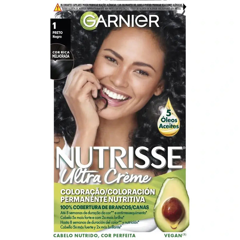 Garnier Nutrisse Nutritive Permanent Nourishing Colouring Shade 1 Black , 160 ml