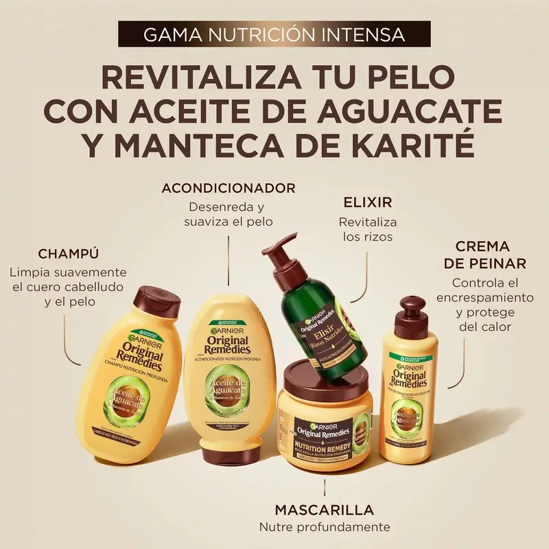 Garnier Original Remedies Après-shampooing à l'huile d'avocat et au beurre de karité pour cheveux crépus et indisciplinés 250ml