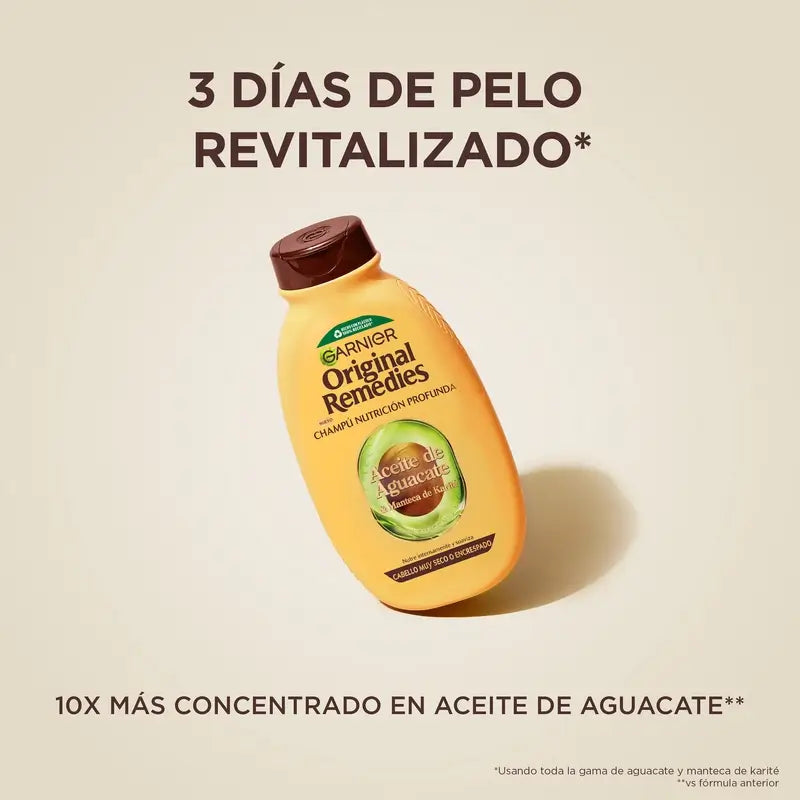 Garnier Original Remedies Shampooing à l'huile d'avocat et au beurre de karité pour cheveux indisciplinés et crépus 600 ml
