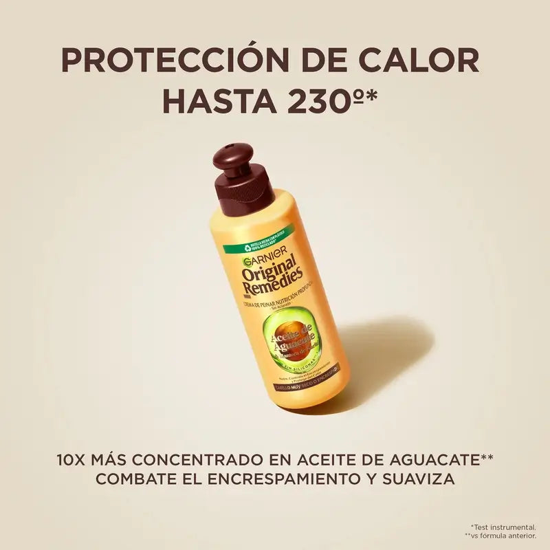 Garnier Original Remedies Crème à l'avocat et au beurre de karité pour cheveux indisciplinés et crépus 200 ml