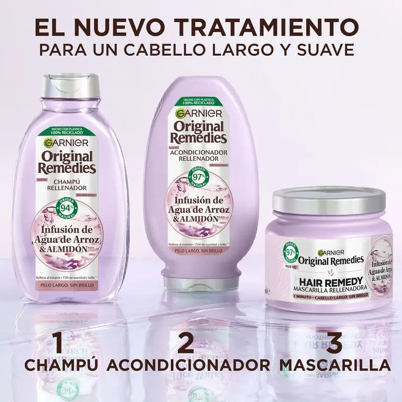 Garnier Original Remedies Rice Water Infused Replenishing Shampoo pour des cheveux longs et sans éclat