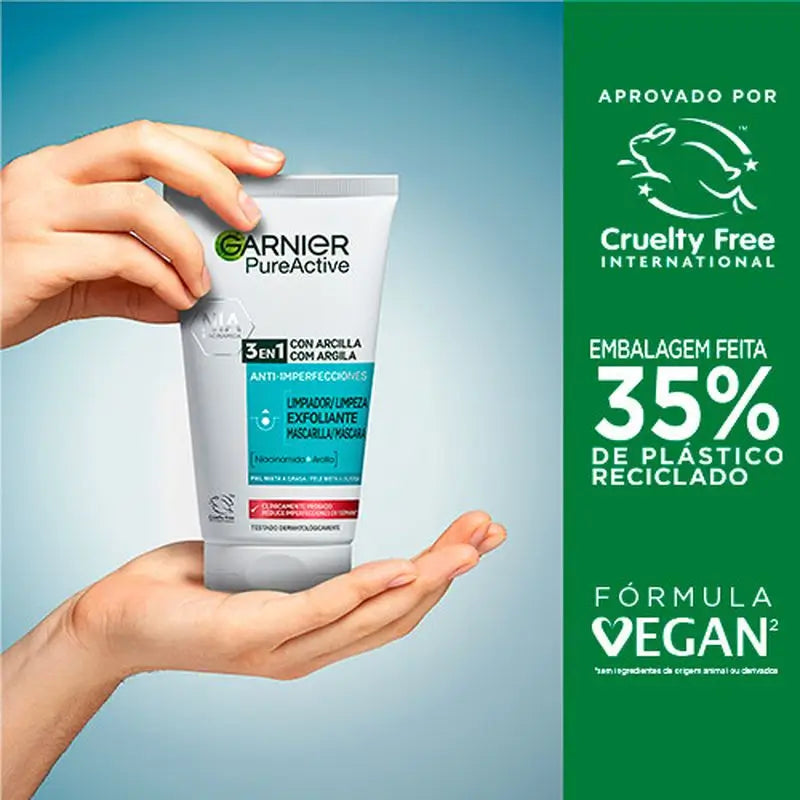 Garnier Pure Active 3 In 1 Gel Avec Argile Anti-Imperfection - 150 Ml