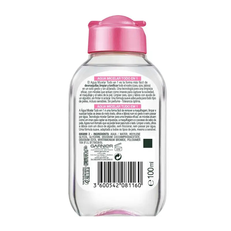 Garnier Skin Active Classic Eau Micellaire Format Voyage Pour Peau Normale Tout En Un - 100 Ml
