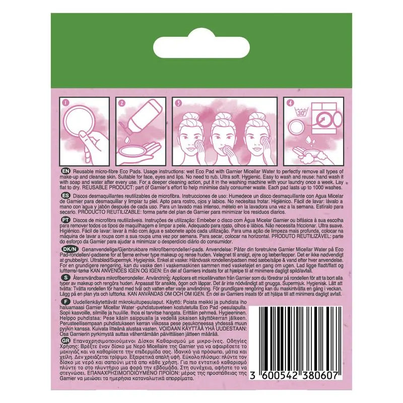 Disques démaquillants réutilisables en microfibre Garnier Skin Active