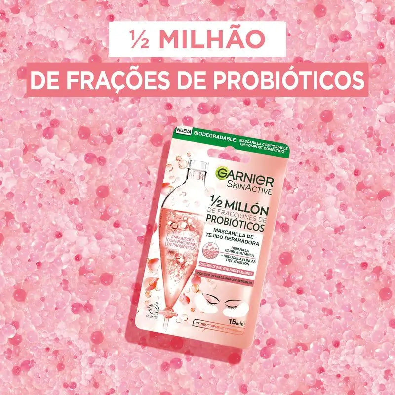 Garnier Tissue Mask Masque réparateur pour le contour des yeux avec 1/2 million de fractions probiotiques réduit les rides d'expression