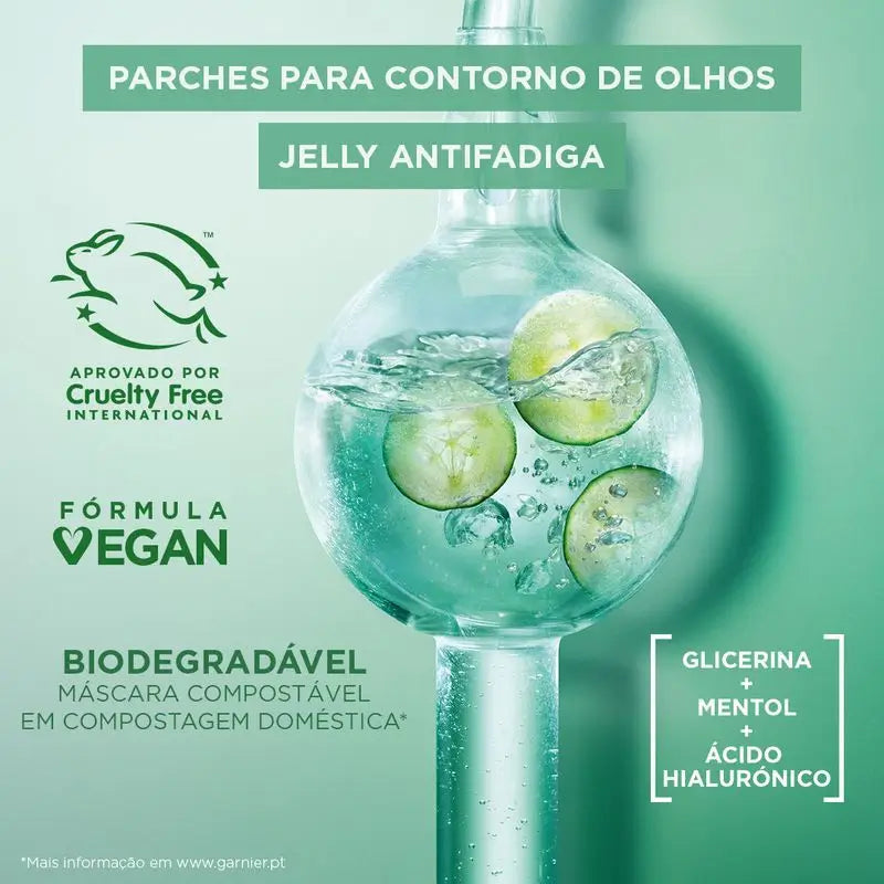 Garnier Tissue Mask Hyaluronic Cryo Jelly Anti-Fatigue Eye Contour Mask. 4% Glycérine + Menthol + Acide Hyaluronique.
