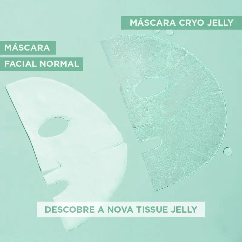 Garnier Tissue Mask Hyaluronic Cryo Jelly Anti-Fatigue Pour Peau Fatiguée. 4% Glycérine + Menthol + Acide Hyaluronique.