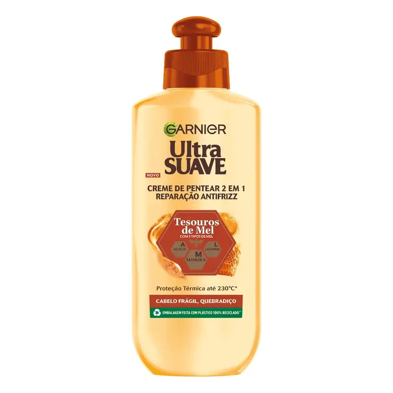 Garnier Ultra Doux 2 en 1 Anti-Frizz Repair Styling Cream, 200 ml