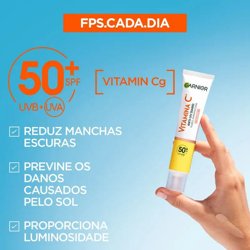 Garnier Vitamine C Fluide Anti-Uv Anti-Taches Daily Glow Effect Fps50+, 40 Ml