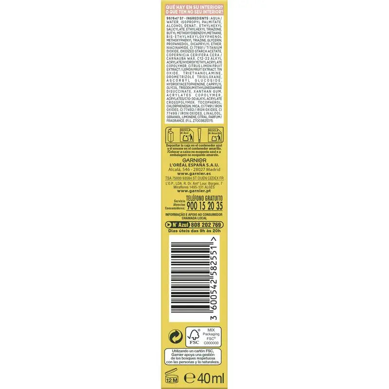 Garnier Vitamine C Fluide Anti-Uv Anti-Taches Daily Glow Effect Fps50+, 40 Ml