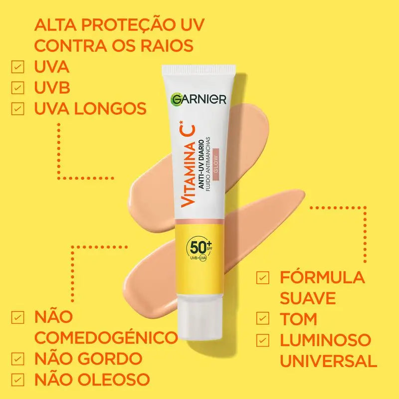 Garnier Vitamine C Fluide Anti-Uv Anti-Taches Daily Glow Effect Fps50+, 40 Ml