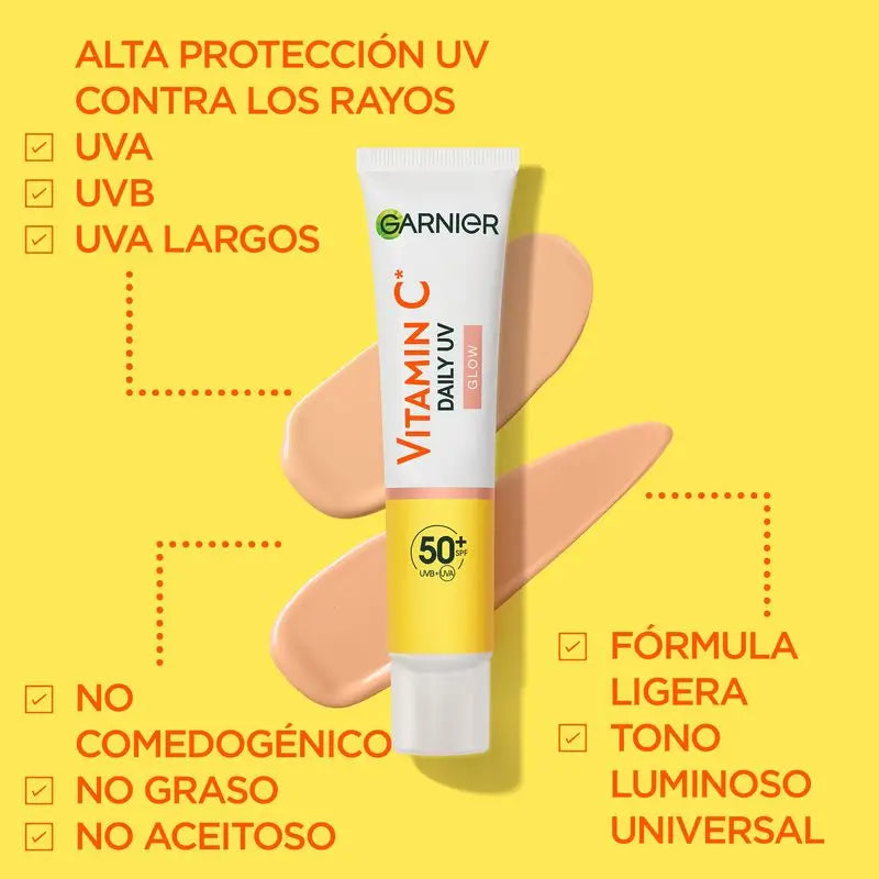 Garnier Vitamine C Fluide Anti-Uv Anti-Taches Daily Glow Effect Fps50+, 40 Ml