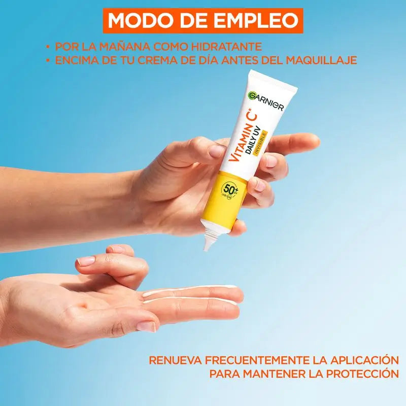 Garnier Vitamine C Invisible Anti-Uv Fluide Quotidien Anti-Taches Fps50+, 40 Ml
