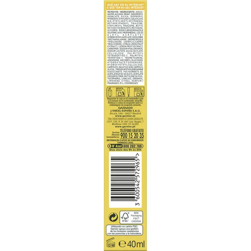 Garnier Vitamine C Invisible Anti-Uv Fluide Quotidien Anti-Taches Fps50+, 40 Ml