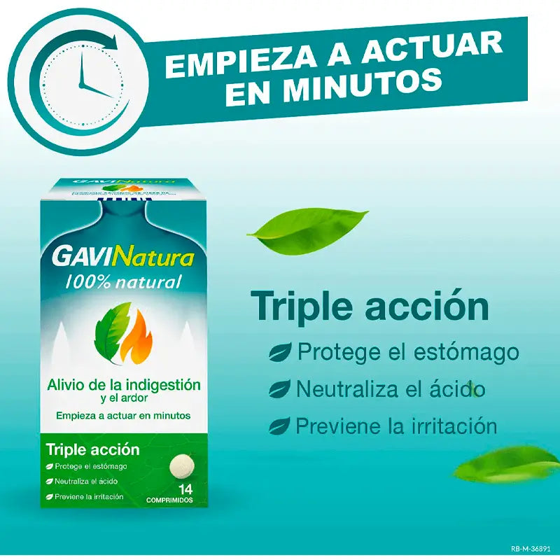 Gavinatura Soulagement de l'indigestion et des brûlures d'estomac, 14 comprimés