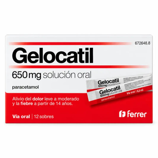 Gelocatil 650 mg Solution orale 12 Sachets