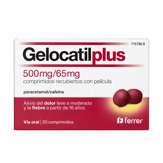 Gelocatil Plus 500/65 mg, 20 comprimés