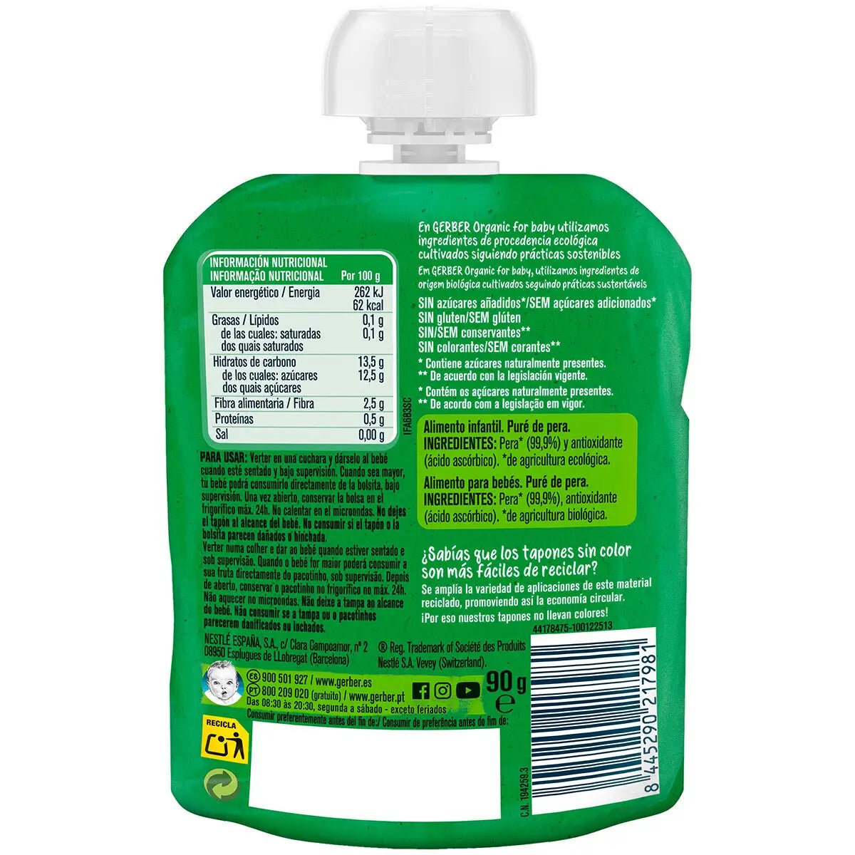 Sachets de poires Gerber Organic, 90g