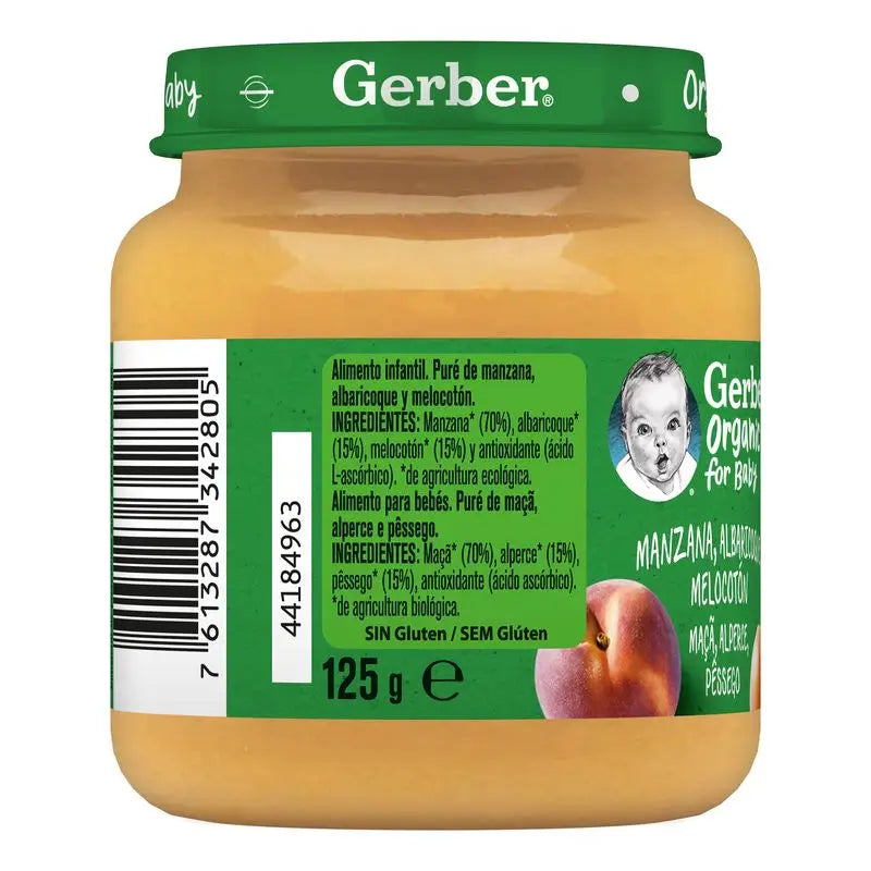 Gerber Organic Pomme, Abricot et Pêche, 125g
