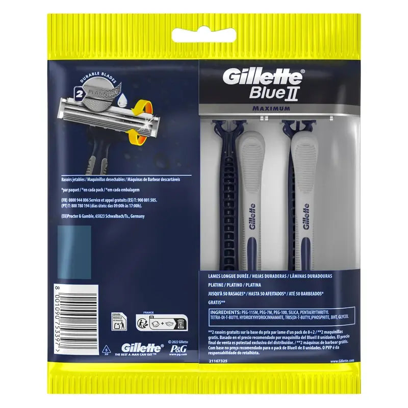Rasoirs jetables Gillette Blue Ii Max X10, 2 lames gel lubrifiant