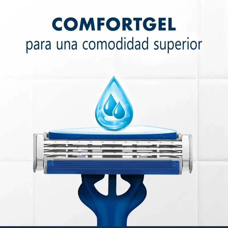 Gillette Blue3 Smooth 8+4 Rasoirs jetables pour hommes Tête pivotante 40° et bande lubrifiante, 12 pcs.
