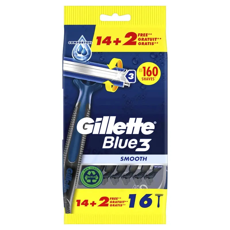 Rasoirs jetables à 3 lames Gillette Blue3 Smooth, 16 pcs.