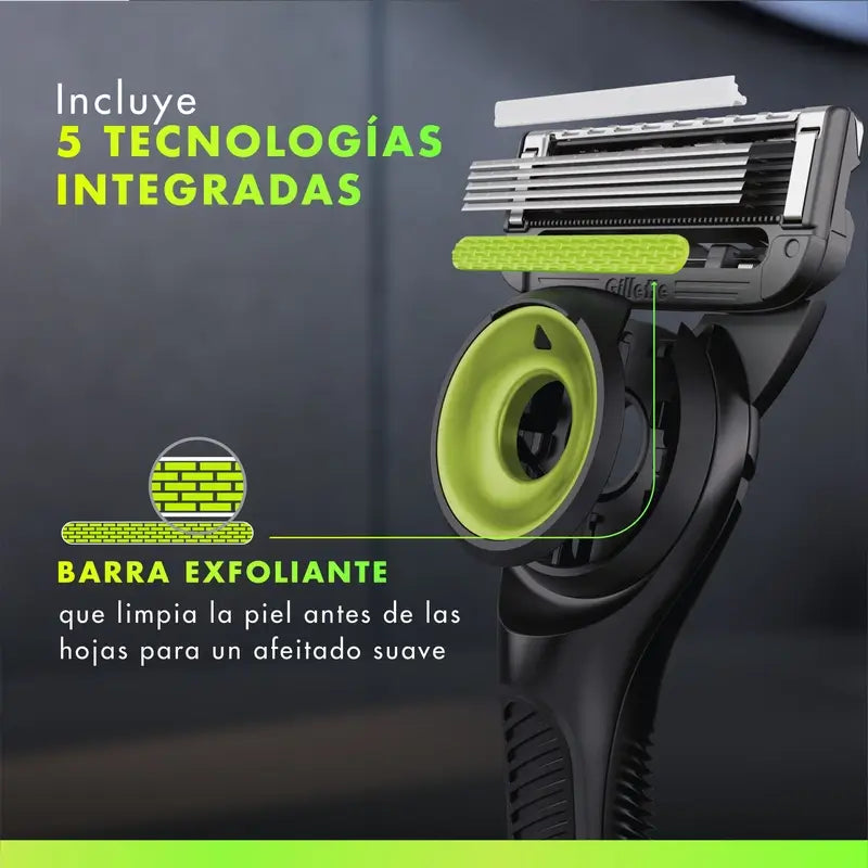 Rasoir Gillette Labs avec barre exfoliante + 5 recharges et base