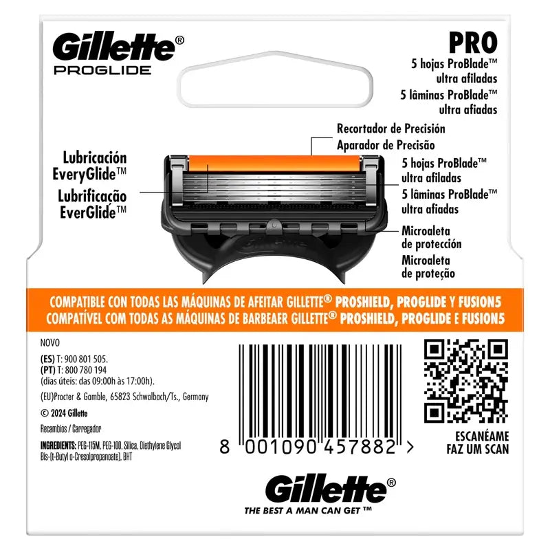 Recharges de rasoir pour hommes Gillette Proglide, 4 pièces