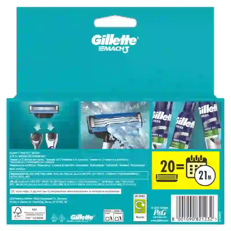 Gillette Mach3 Recharge, 20 recharges