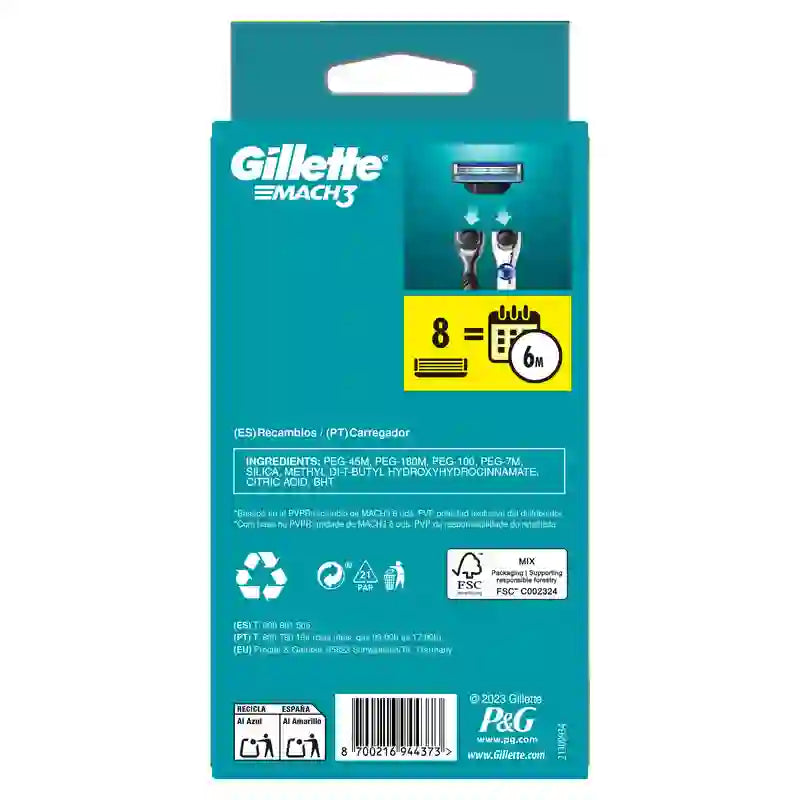 Recharge Gillette Mach3, 7+1 recharges