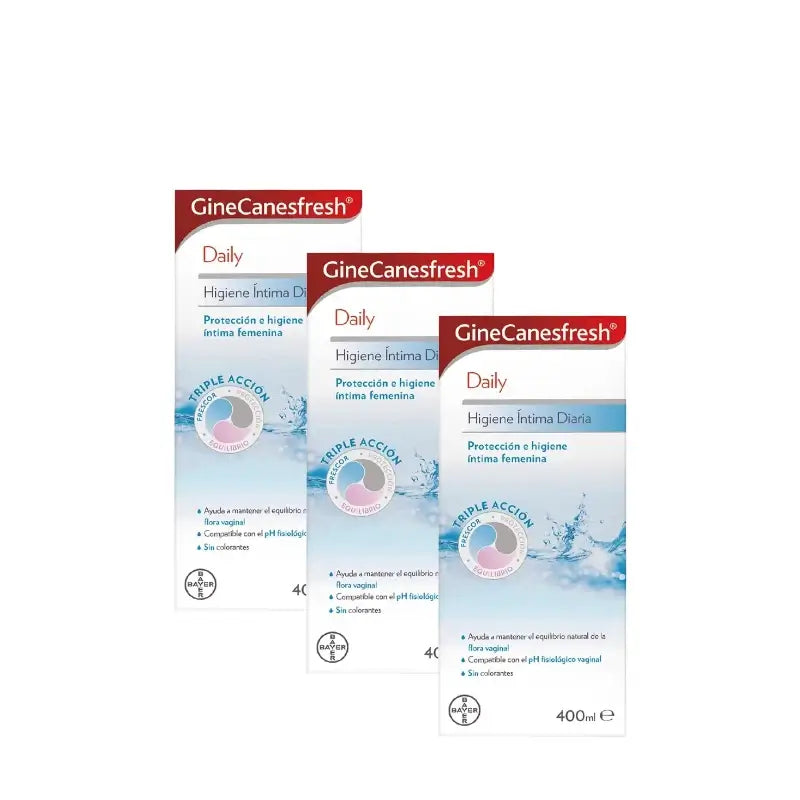 Ginescanes GineCanesfresh Gel d'hygiène intime quotidienne, lot de 3 x 400 ml