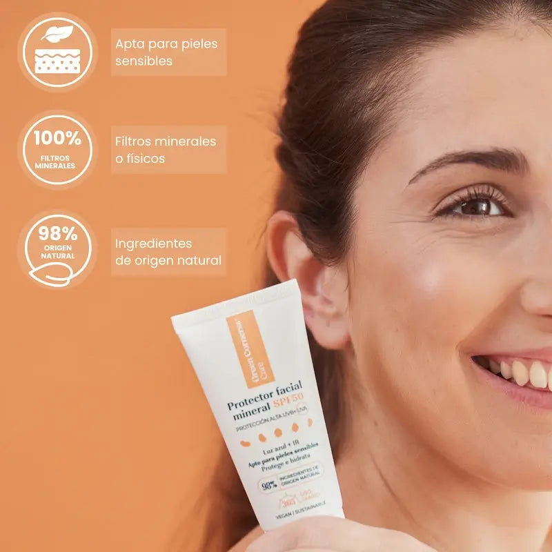 Bouclier minéral pour le visage SPF50 de Green Cornerss, 50 ml
